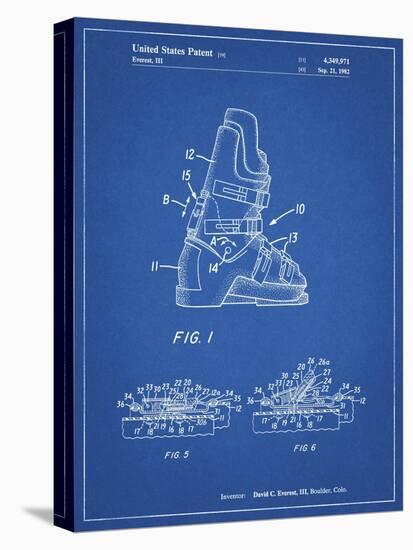 PP1037-Blueprint Ski Boots Patent Poster-Cole Borders-Stretched Canvas