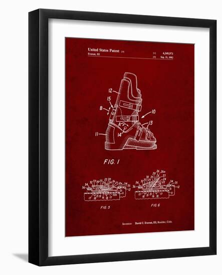 PP1037-Burgundy Ski Boots Patent Poster-Cole Borders-Framed Giclee Print