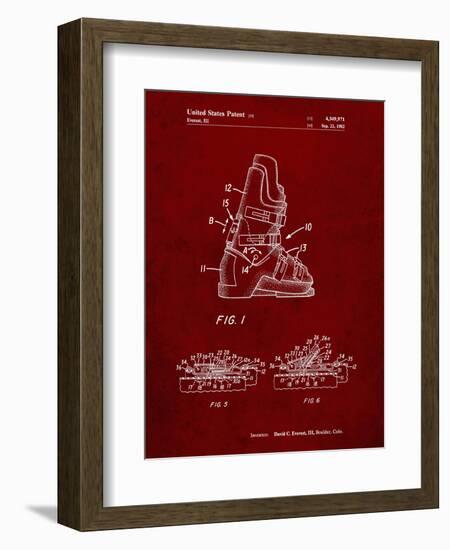 PP1037-Burgundy Ski Boots Patent Poster-Cole Borders-Framed Giclee Print