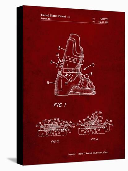 PP1037-Burgundy Ski Boots Patent Poster-Cole Borders-Stretched Canvas