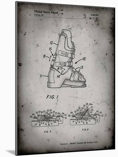 PP1037-Faded Grey Ski Boots Patent Poster-Cole Borders-Mounted Giclee Print