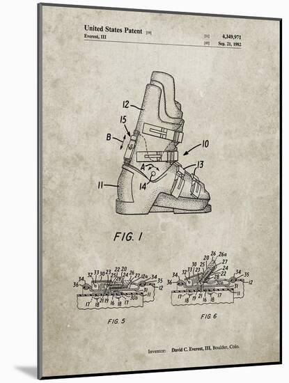 PP1037-Sandstone Ski Boots Patent Poster-Cole Borders-Mounted Giclee Print