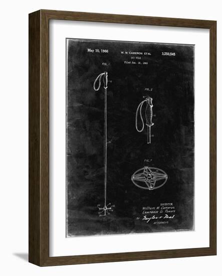 PP1038-Black Grunge Ski Pole Patent Poster-Cole Borders-Framed Giclee Print