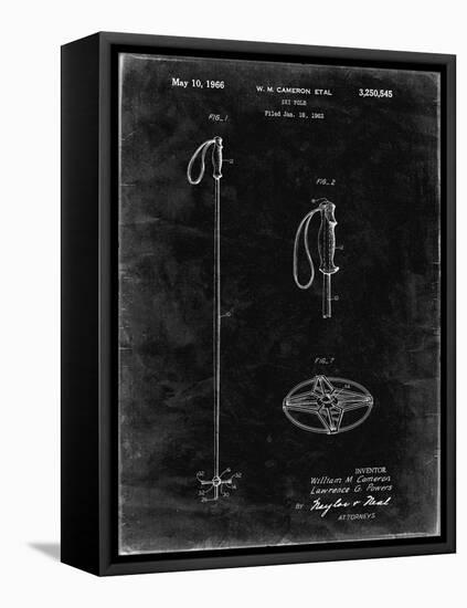 PP1038-Black Grunge Ski Pole Patent Poster-Cole Borders-Framed Stretched Canvas