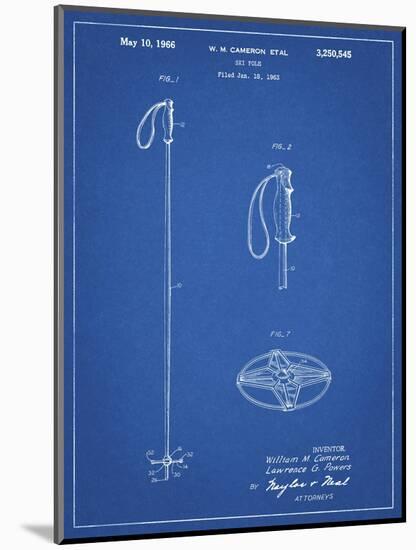 PP1038-Blueprint Ski Pole Patent Poster-Cole Borders-Mounted Giclee Print