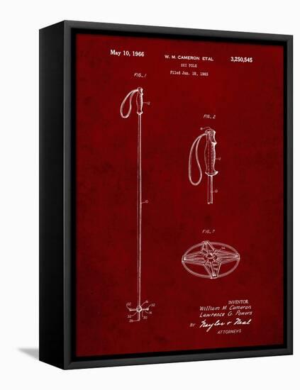 PP1038-Burgundy Ski Pole Patent Poster-Cole Borders-Framed Stretched Canvas