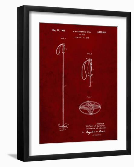 PP1038-Burgundy Ski Pole Patent Poster-Cole Borders-Framed Giclee Print