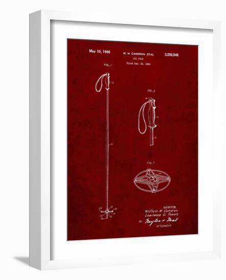 PP1038-Burgundy Ski Pole Patent Poster-Cole Borders-Framed Giclee Print