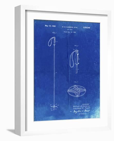 PP1038-Faded Blueprint Ski Pole Patent Poster-Cole Borders-Framed Giclee Print