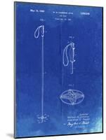 PP1038-Faded Blueprint Ski Pole Patent Poster-Cole Borders-Mounted Giclee Print