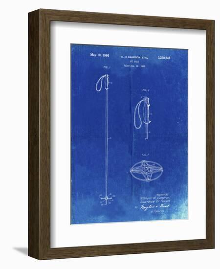 PP1038-Faded Blueprint Ski Pole Patent Poster-Cole Borders-Framed Giclee Print