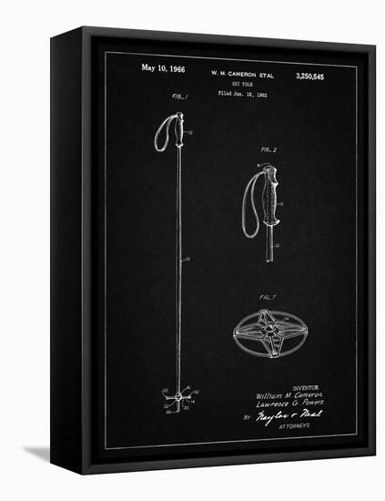 PP1038-Vintage Black Ski Pole Patent Poster-Cole Borders-Framed Stretched Canvas