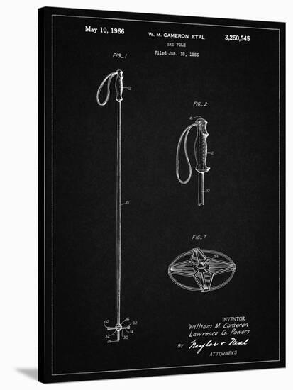 PP1038-Vintage Black Ski Pole Patent Poster-Cole Borders-Stretched Canvas