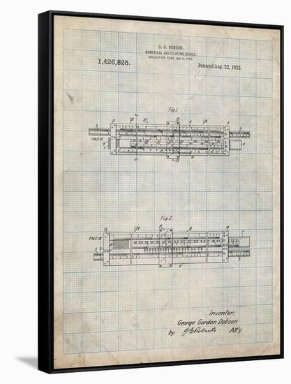 PP1040-Antique Grid Parchment Slide Rule Patent Poster-Cole Borders-Framed Stretched Canvas