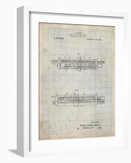 PP1040-Antique Grid Parchment Slide Rule Patent Poster-Cole Borders-Framed Giclee Print