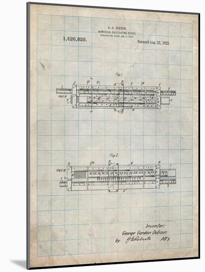 PP1040-Antique Grid Parchment Slide Rule Patent Poster-Cole Borders-Mounted Giclee Print