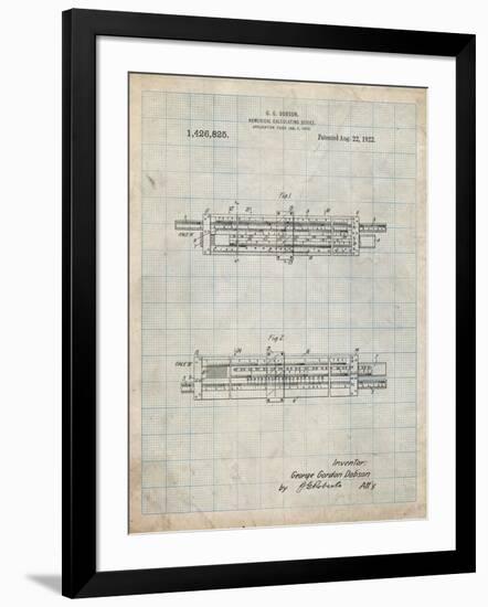 PP1040-Antique Grid Parchment Slide Rule Patent Poster-Cole Borders-Framed Giclee Print