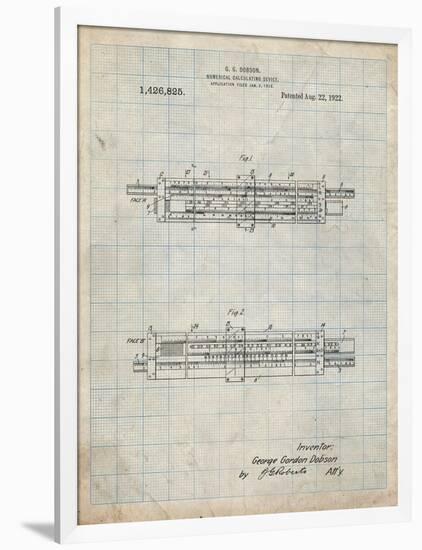 PP1040-Antique Grid Parchment Slide Rule Patent Poster-Cole Borders-Framed Premium Giclee Print