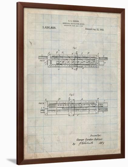 PP1040-Antique Grid Parchment Slide Rule Patent Poster-Cole Borders-Framed Premium Giclee Print