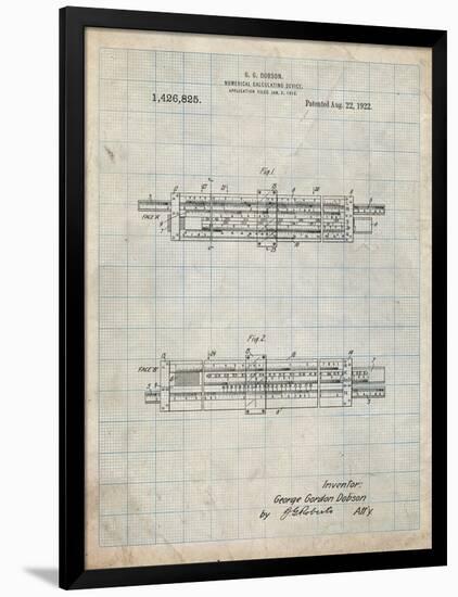 PP1040-Antique Grid Parchment Slide Rule Patent Poster-Cole Borders-Framed Premium Giclee Print