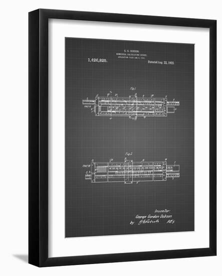 PP1040-Black Grid Slide Rule Patent Poster-Cole Borders-Framed Giclee Print