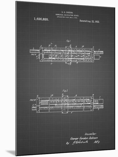 PP1040-Black Grid Slide Rule Patent Poster-Cole Borders-Mounted Giclee Print