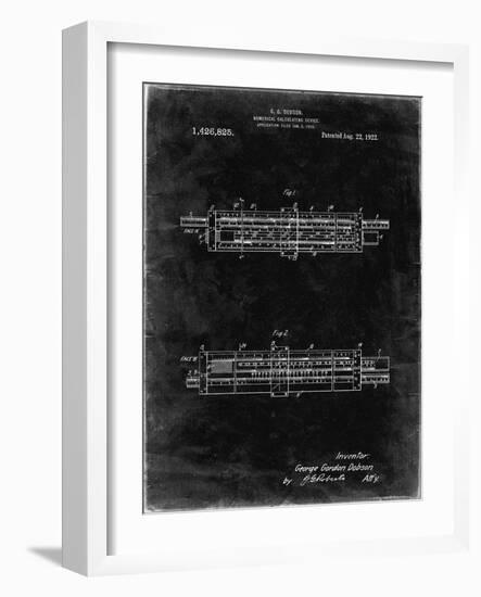 PP1040-Black Grunge Slide Rule Patent Poster-Cole Borders-Framed Giclee Print