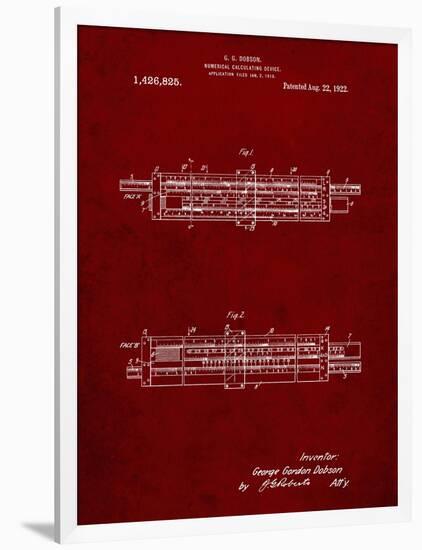 PP1040-Burgundy Slide Rule Patent Poster-Cole Borders-Framed Premium Giclee Print