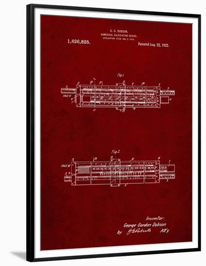 PP1040-Burgundy Slide Rule Patent Poster-Cole Borders-Framed Premium Giclee Print