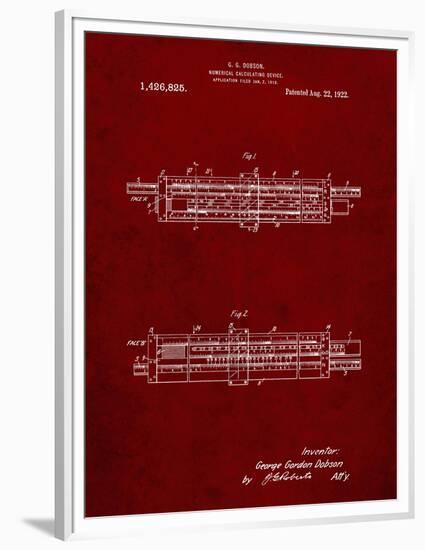 PP1040-Burgundy Slide Rule Patent Poster-Cole Borders-Framed Premium Giclee Print