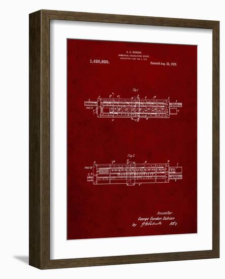 PP1040-Burgundy Slide Rule Patent Poster-Cole Borders-Framed Giclee Print