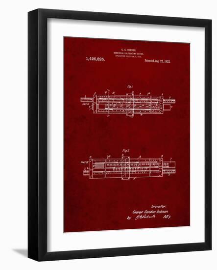 PP1040-Burgundy Slide Rule Patent Poster-Cole Borders-Framed Giclee Print