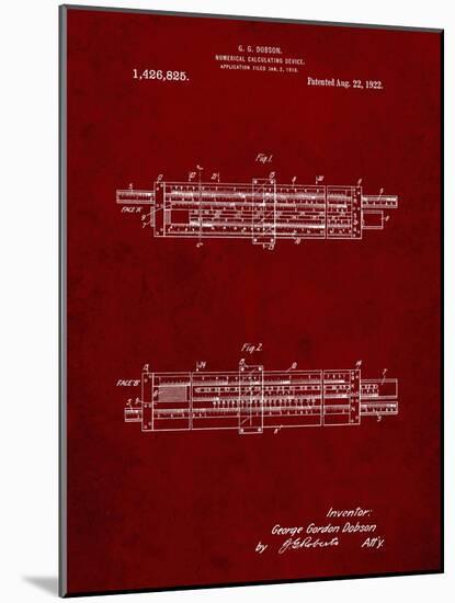 PP1040-Burgundy Slide Rule Patent Poster-Cole Borders-Mounted Giclee Print