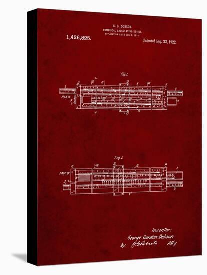 PP1040-Burgundy Slide Rule Patent Poster-Cole Borders-Stretched Canvas