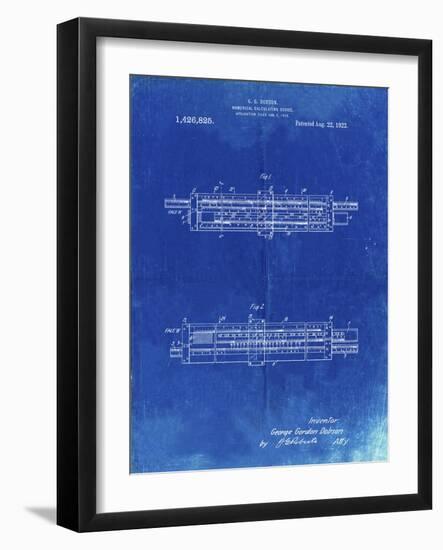 PP1040-Faded Blueprint Slide Rule Patent Poster-Cole Borders-Framed Giclee Print