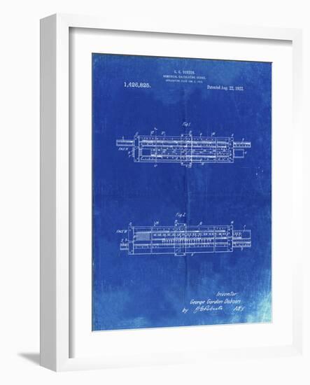 PP1040-Faded Blueprint Slide Rule Patent Poster-Cole Borders-Framed Giclee Print