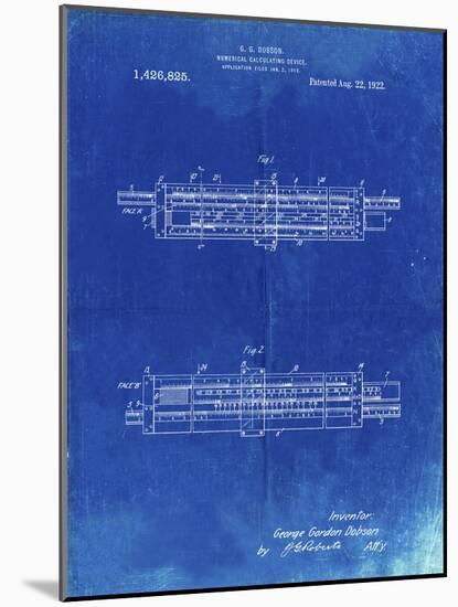 PP1040-Faded Blueprint Slide Rule Patent Poster-Cole Borders-Mounted Giclee Print