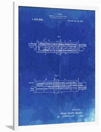 PP1040-Faded Blueprint Slide Rule Patent Poster-Cole Borders-Framed Premium Giclee Print