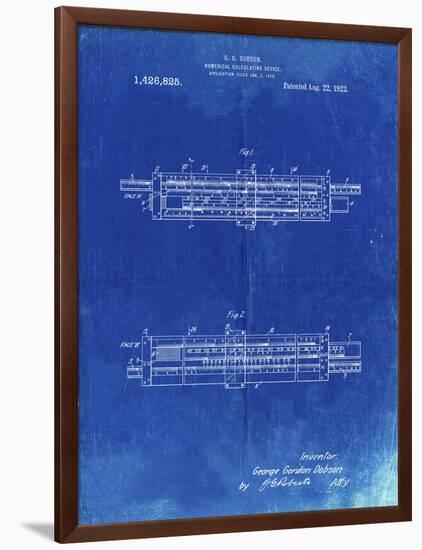 PP1040-Faded Blueprint Slide Rule Patent Poster-Cole Borders-Framed Premium Giclee Print