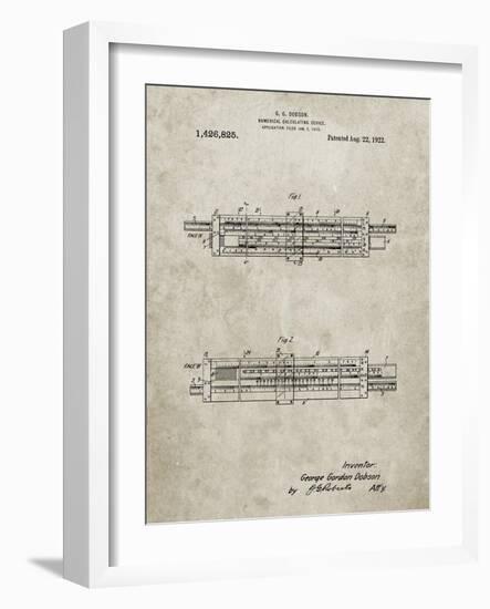 PP1040-Sandstone Slide Rule Patent Poster-Cole Borders-Framed Giclee Print