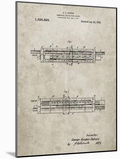 PP1040-Sandstone Slide Rule Patent Poster-Cole Borders-Mounted Giclee Print