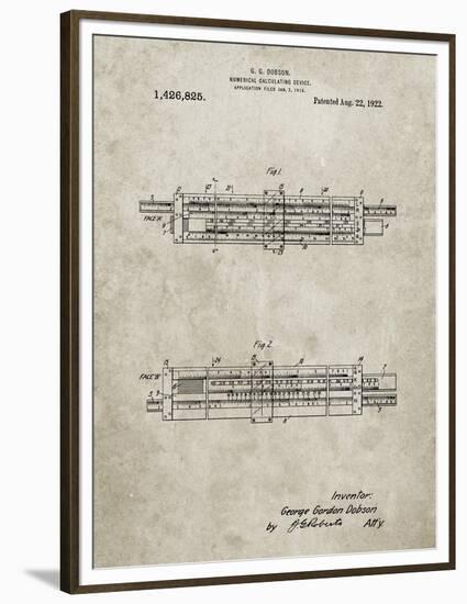 PP1040-Sandstone Slide Rule Patent Poster-Cole Borders-Framed Premium Giclee Print