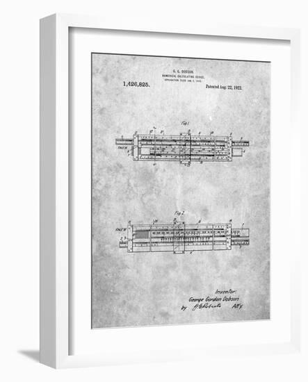 PP1040-Slate Slide Rule Patent Poster-Cole Borders-Framed Giclee Print