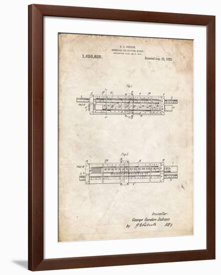 PP1040-Vintage Parchment Slide Rule Patent Poster-Cole Borders-Framed Giclee Print