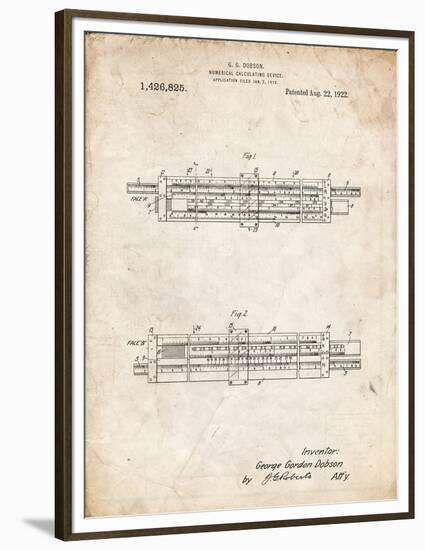 PP1040-Vintage Parchment Slide Rule Patent Poster-Cole Borders-Framed Premium Giclee Print