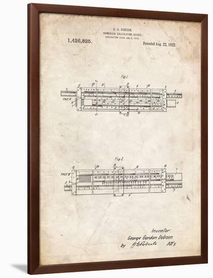 PP1040-Vintage Parchment Slide Rule Patent Poster-Cole Borders-Framed Premium Giclee Print