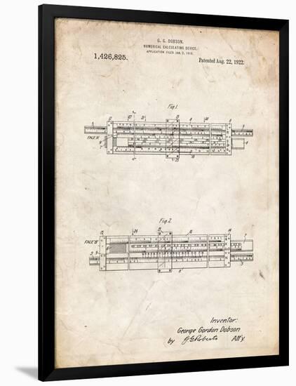 PP1040-Vintage Parchment Slide Rule Patent Poster-Cole Borders-Framed Premium Giclee Print