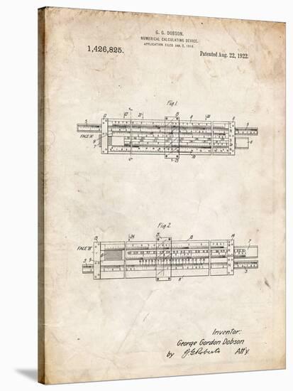 PP1040-Vintage Parchment Slide Rule Patent Poster-Cole Borders-Stretched Canvas