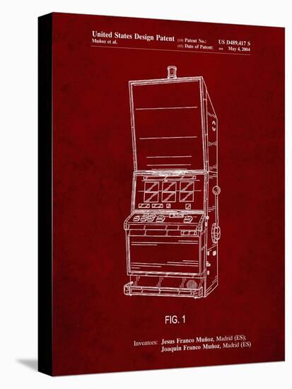 PP1043-Burgundy Slot Machine Patent Poster-Cole Borders-Stretched Canvas