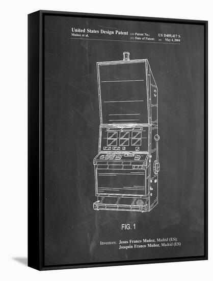 PP1043-Chalkboard Slot Machine Patent Poster-Cole Borders-Framed Stretched Canvas